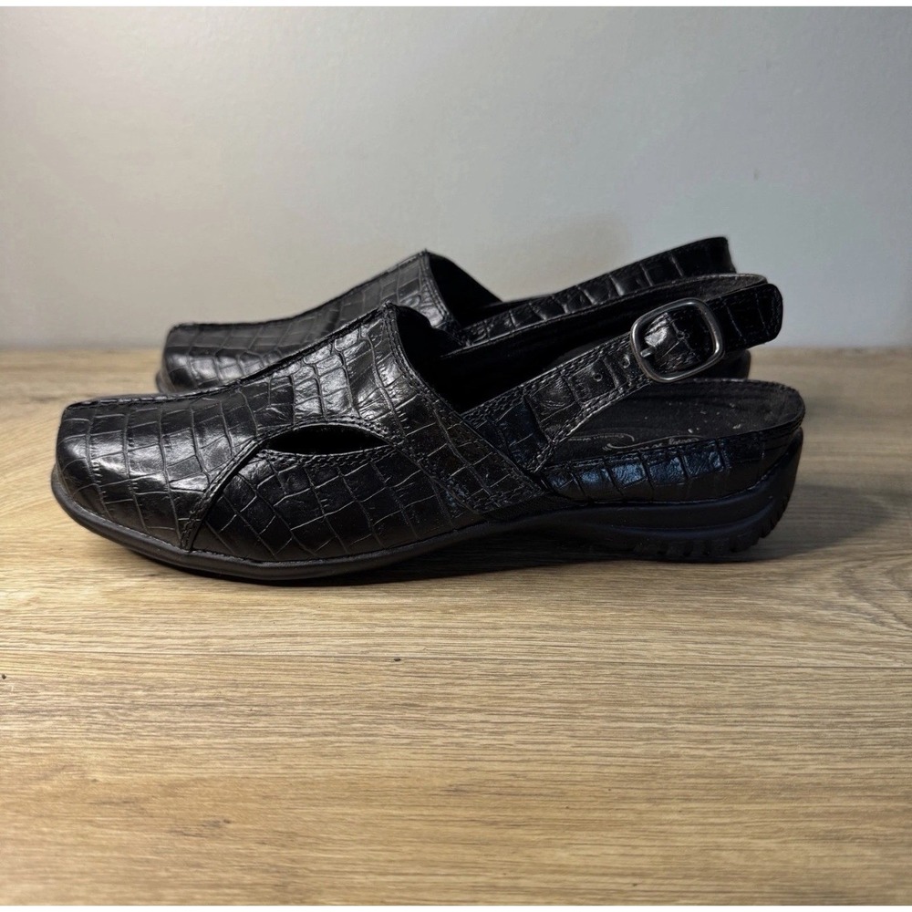 Easy‎ Street Black Croc Embossed Slingback Clogs Mules Size 8W Comfort Walking